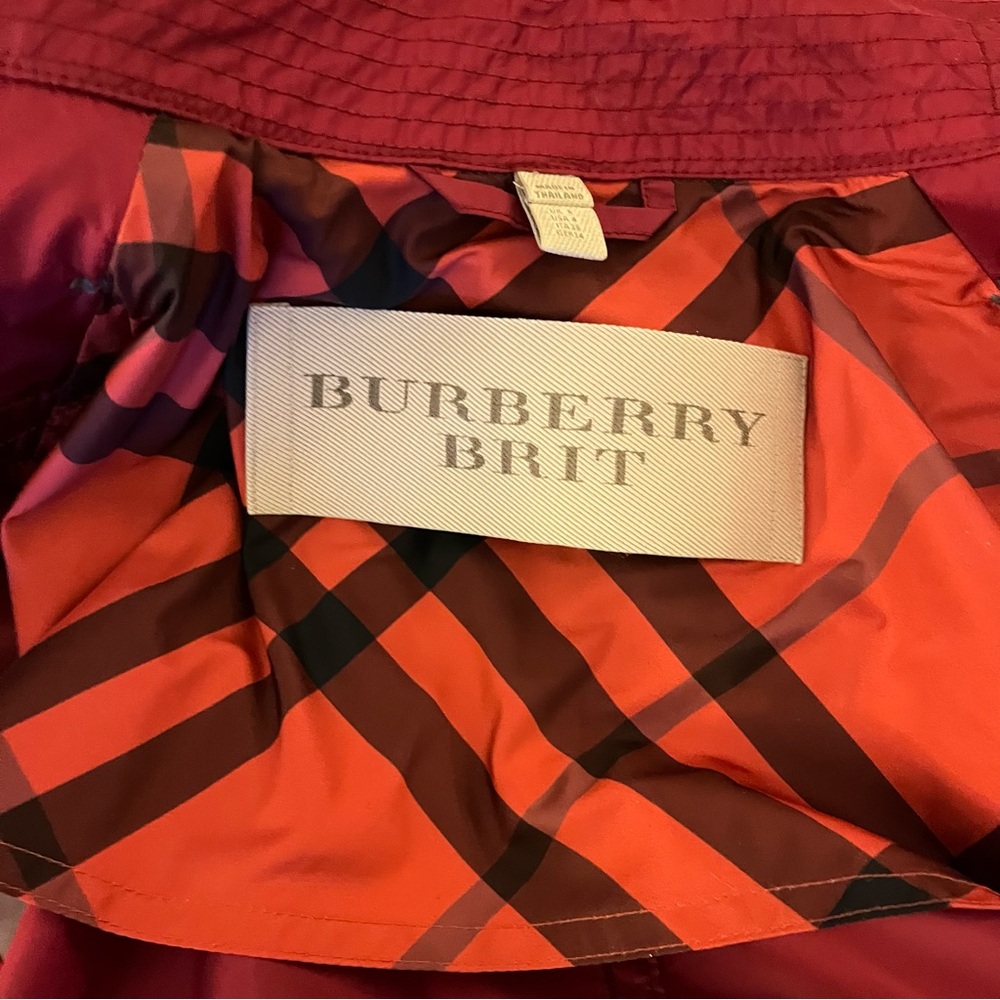 Burberry Brit cranberry red trenchcoat 4 - Picture 12 of 16
